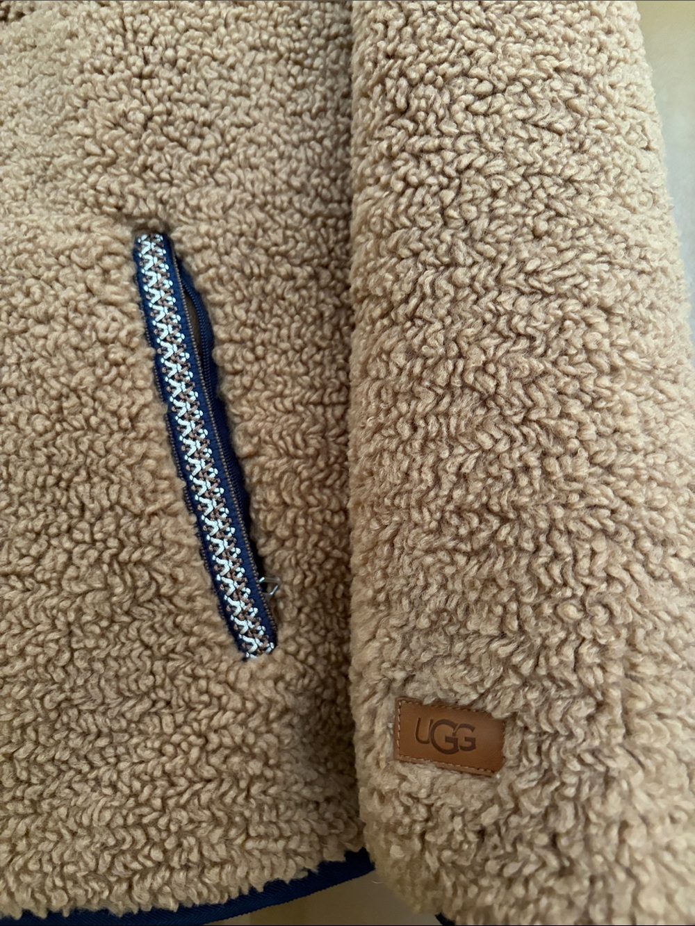 UGG Tan Sherpa Quarter-Zip Pullover - Picture 3 of 4